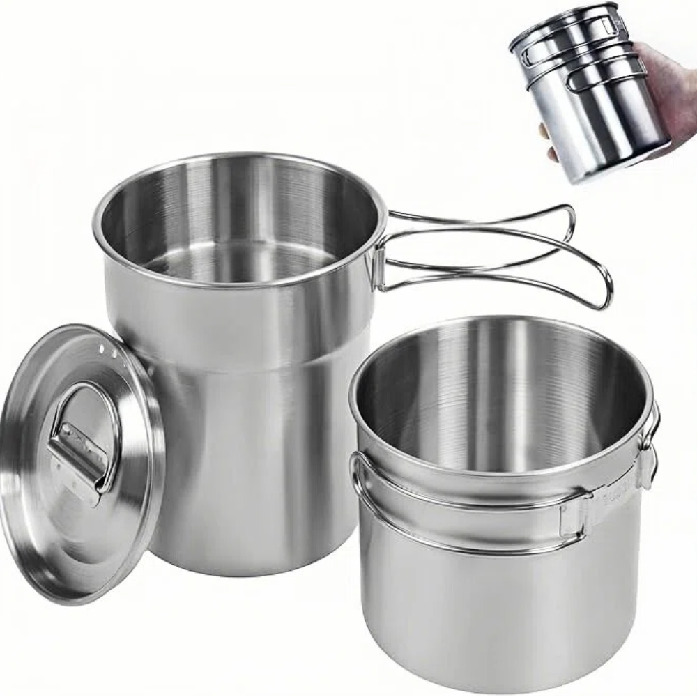 Camping Outdoor Cooking Set - Faltbare Campingbecher, Campingtöpfe, Kochgeschirr, 304-Food-Grade Outdoor-Camping-Kochset