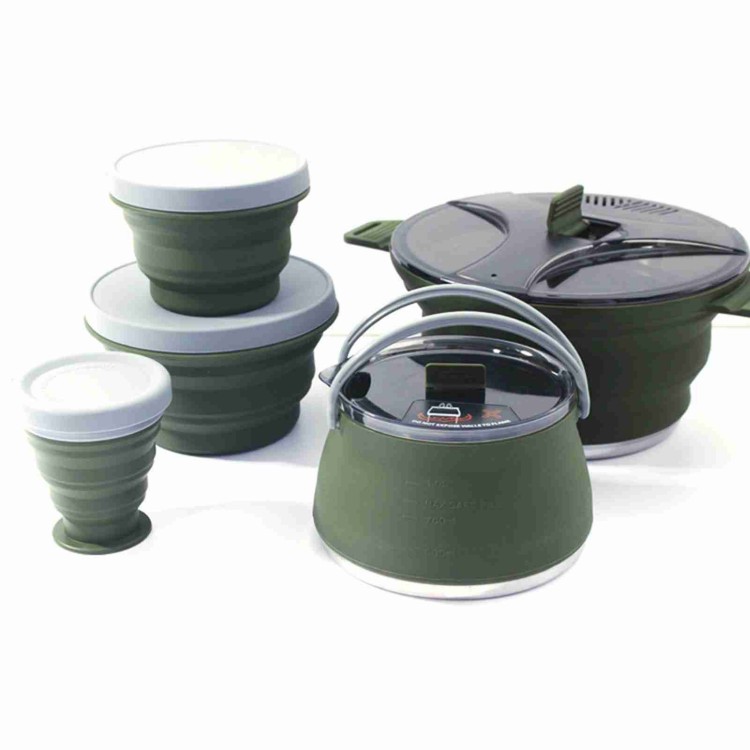 Camping Cooking Set Compact - Klappbares Topf-Set, tragbares, kompaktes Kochgeschirr-Set für