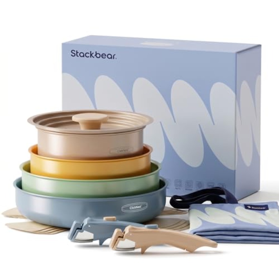 Camping Cooking Set Detachable Handle - Keramik-Kochgeschirr-Set, Töpfe und Pfannen mit abnehmbarem
