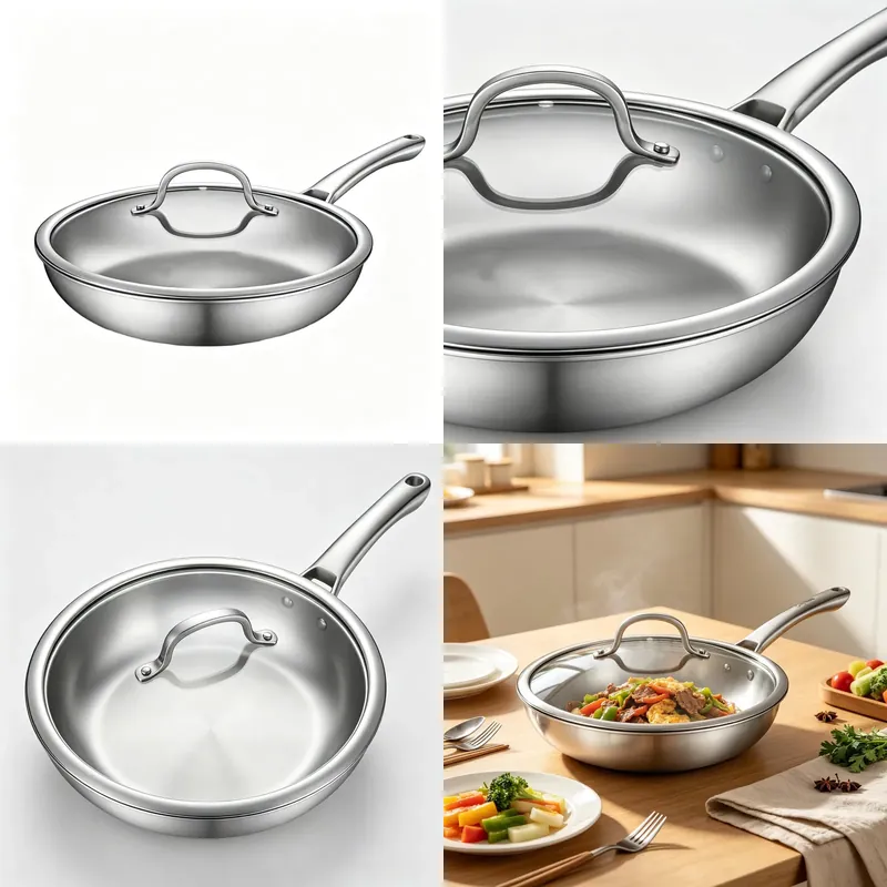 Quality Camping Cooking Set - Meistverkaufte Dreischichtige Edelstahl-Bratpfanne Hochwertiges Camping-Outdoor-Kochset Antihaftpfanne