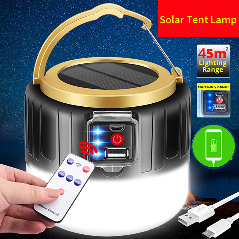 Camping Cooking Tent - 280 Watt Solar-LED-Campinglampe, wiederaufladbare USB-Glühbirne für
