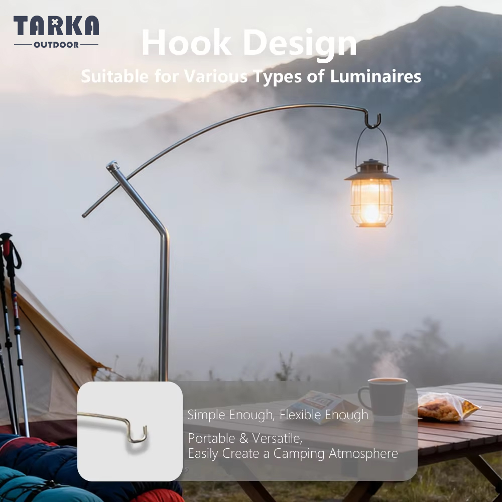 Camping Cooking Tripod - TARKA Abnehmbarer Laternenständer, verstellbar, ultraleicht, leicht,