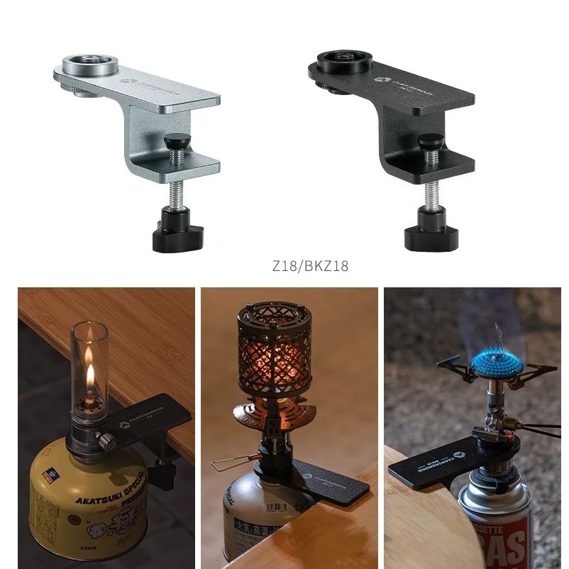 Cooking On Camping Stove - Camping-Tischclip-Erweiterungszubehör für Flachgaskocher, Lampenkopf, Heizkocher, Tischbefestigungsklammer