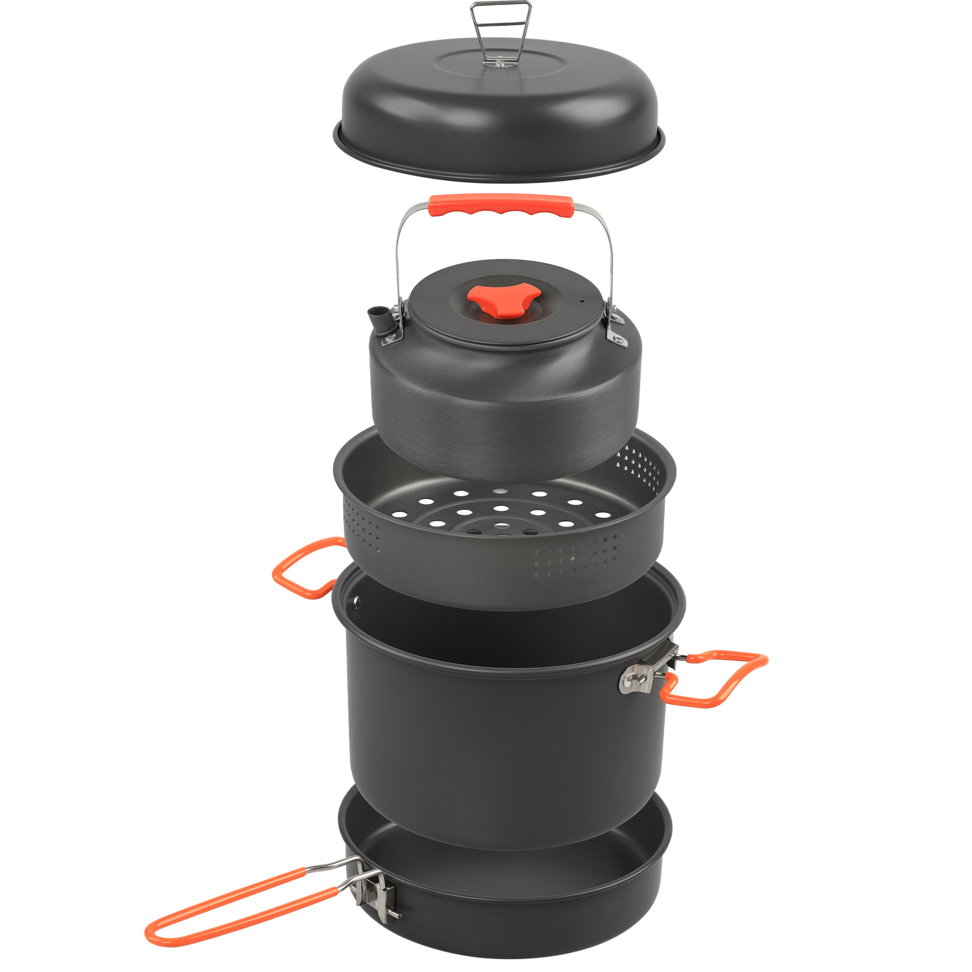 Camping Outdoor Cooking Set - Outdoor-Kochgeschirr-Set Camping Kochtopf Wasserkocher Dampf garer