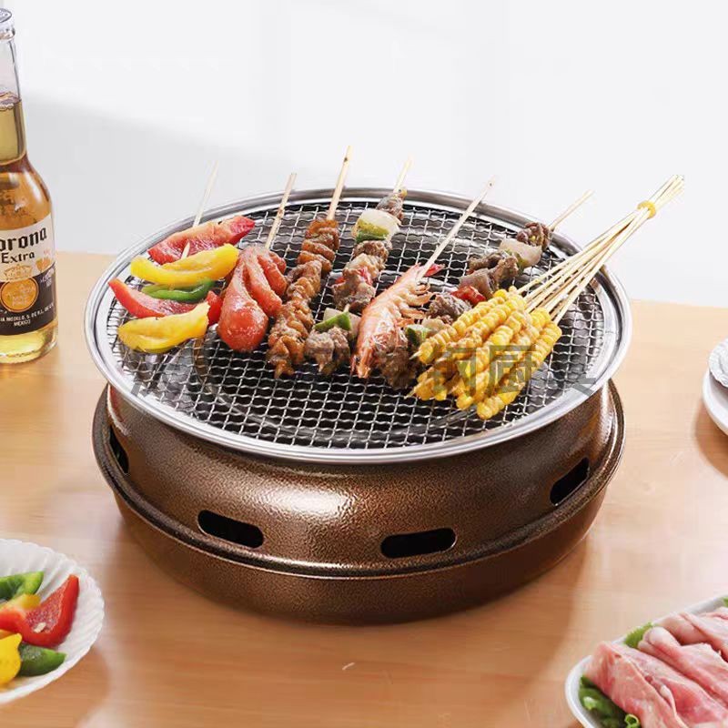 Camping Cooking Set Compact - Runder Grill im koreanischen Stil –