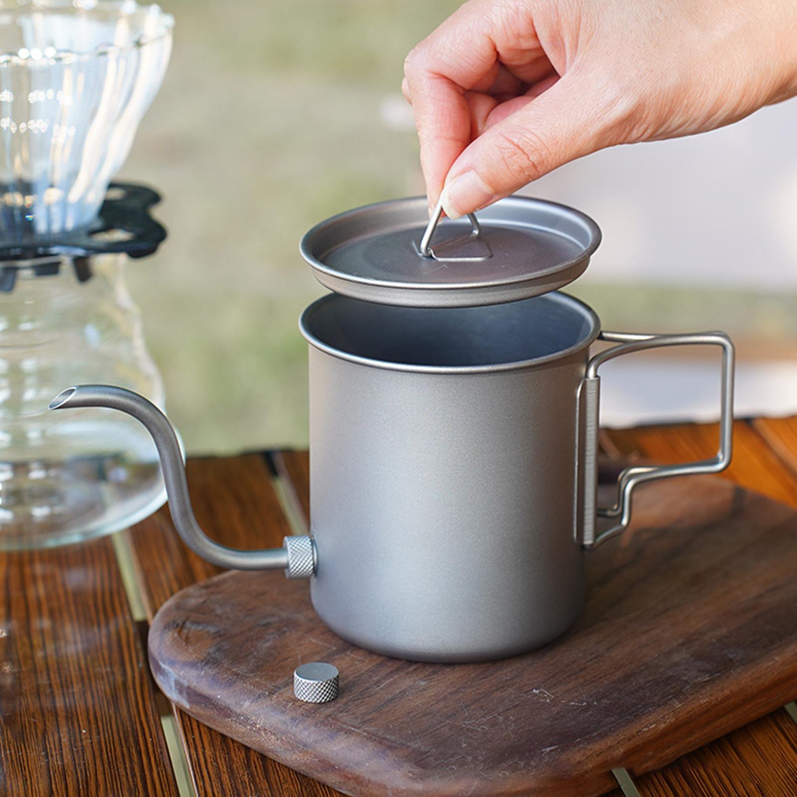 Camping Cooking Top - 420ml Titan-Kaffeekessel für Pour-Over, Mini-Teekessel, Camping-Wasserkocher,