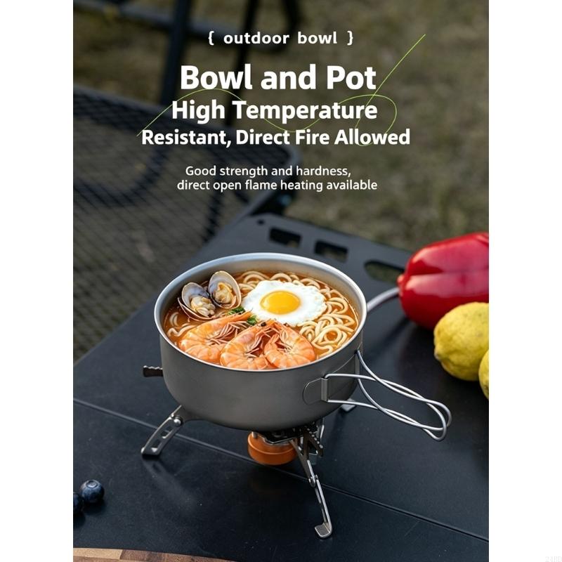 Camping No Cooking Meals - Metall-Campingschüssel mit Drahtgriff, Outdoor-Mahlzeitschüssel für Rucksacktouren,