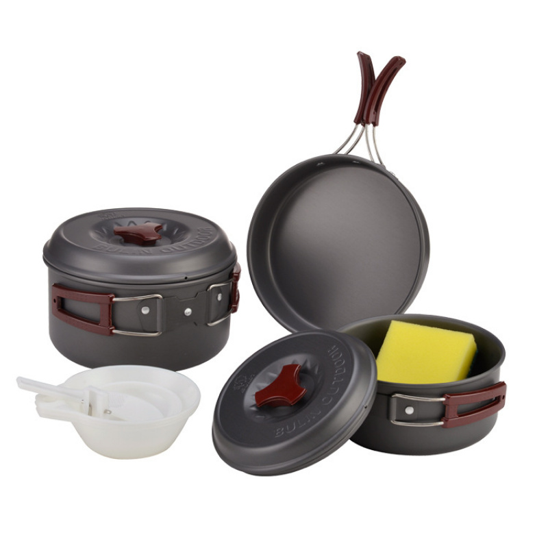 Camping Cooking Set Compact - Tragbares Kompaktes Outdoor-Camping-Kochgeschirr-Set Faltbarer Topf Pfanne