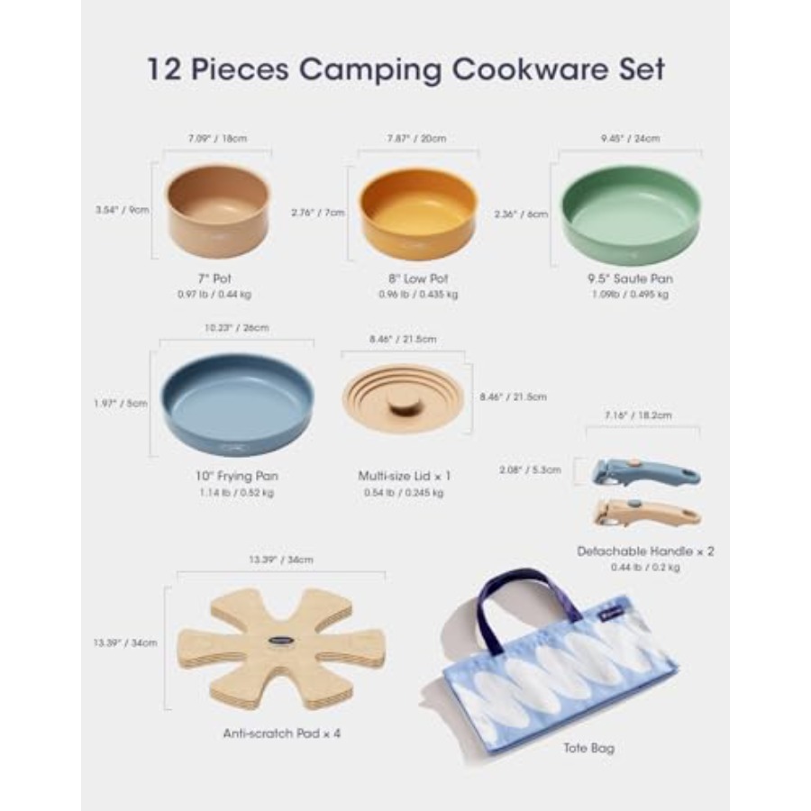 Keramik-Kochgeschirr-Set, Töpf – Camping Cooking Set Detachable Handle Bewertung und Preis