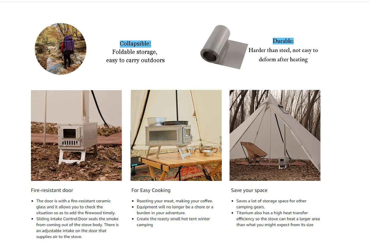 Holz heizung Herd tragbarer Ze – Camping Cooking Tent Bewertung und Preis