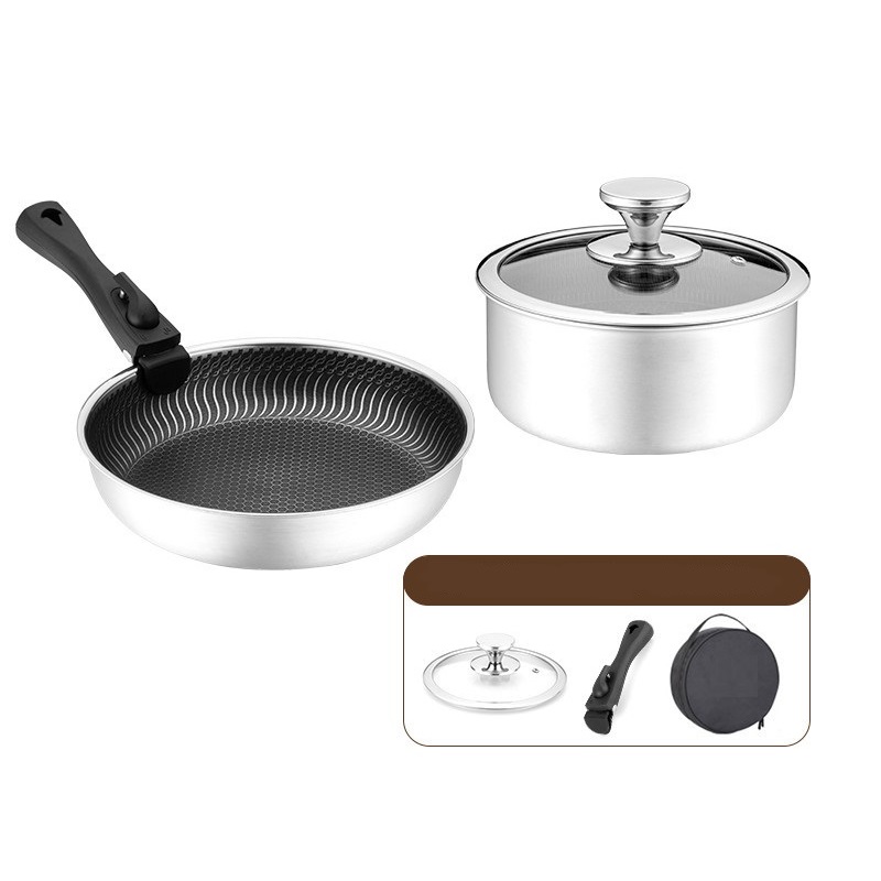 6-teiliges 3-lagiges Edelstahl – Camping Cooking Set Detachable Handle Bewertung und Preis