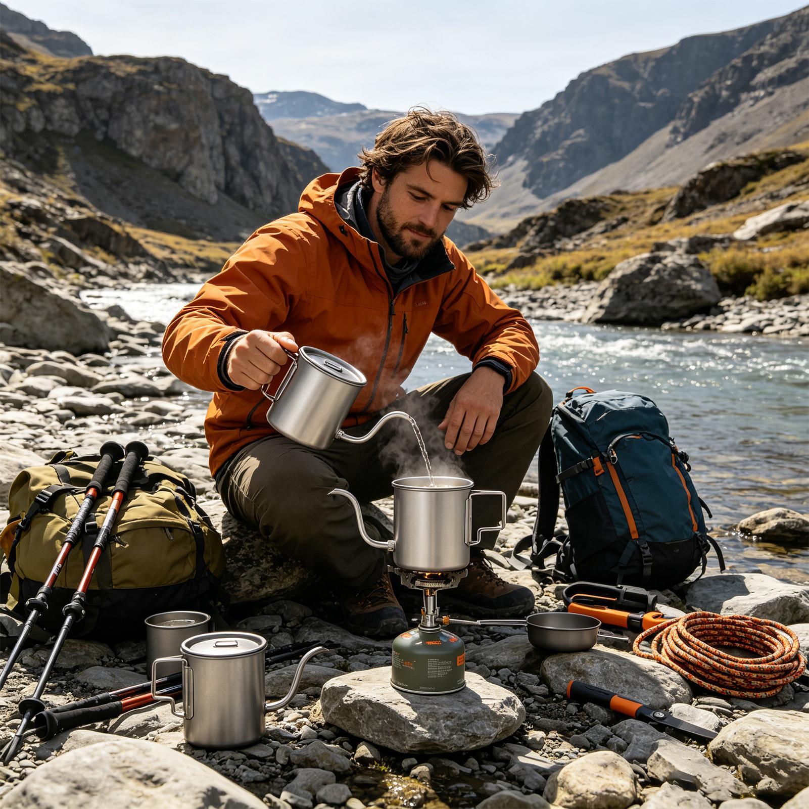 420ml Titan-Kaffeekessel für P – Camping Cooking Top Bewertung und Preis